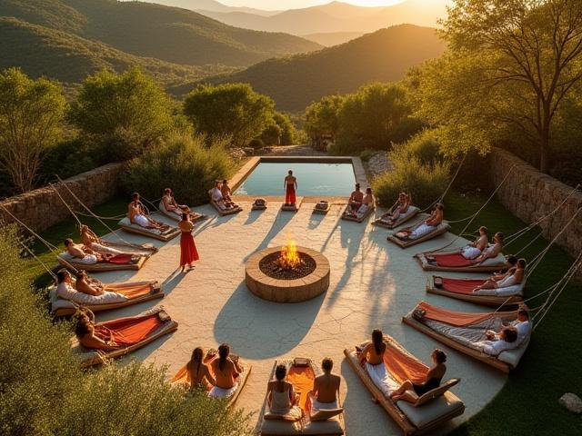 Retiro de bienestar en un entorno natural rústico con actividades